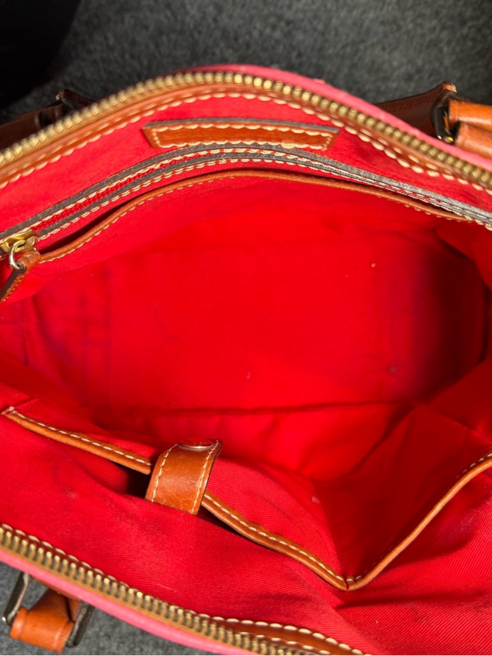 Dooney & Bourke Hot Pink Leather Satchel with Brown Trim - Picture 7 of 13